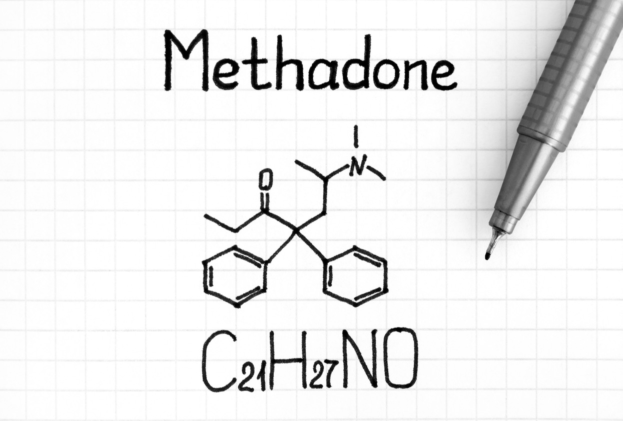 Химическая структура метадона: формула C21H27NO